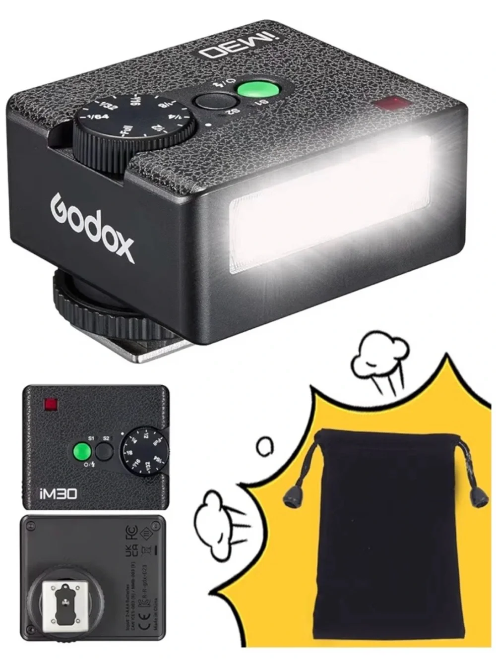 Godox iM30 Compact Camera Flash - Black